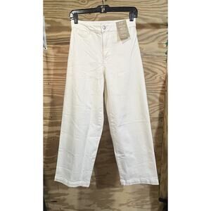 MADEWELL Emmett High Waisted Wide Leg Crop Pants White Size 25 Boho Preppy